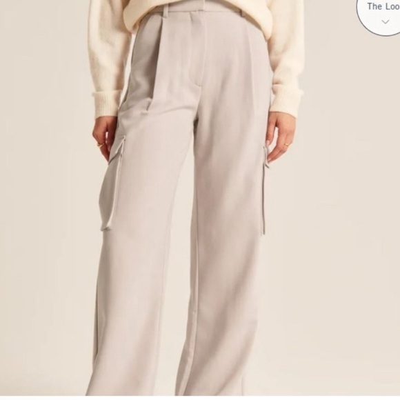 Abercrombie& Fitch Cargo Pants Sloane Wide Leg Pockets Minimalist Y2K Streetwear - Picture 1 of 6